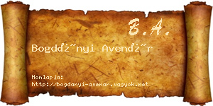 Bogdányi Avenár névjegykártya